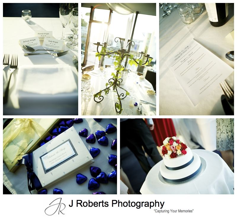 wedding reception details on the sydney glass island - sydney wedding photography